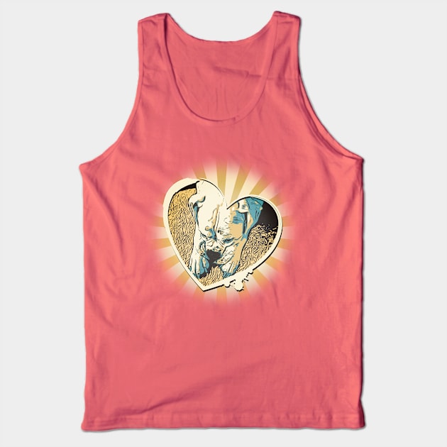 Vintage Sad White Boxer Heart Tank Top by TAS Illustrations and More